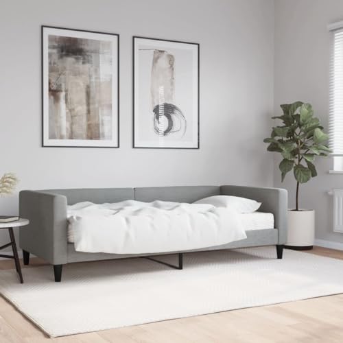 Betten & Bettrahmen Tagesbett mit Matratze Hellgrau 90x190 cm Stoffmöbel von DCRAF