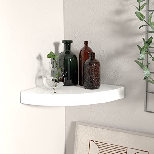 DCRAF Farbe: Hochglanz weiß schwebende Eckregal Hochglanz weiß 25x25x3,8cm MDF von DCRAF