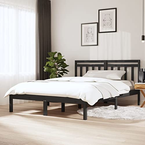 DCRAF Furniture Home Tools Bettgestell Grau 150x200 cm King Size Massivholz von DCRAF