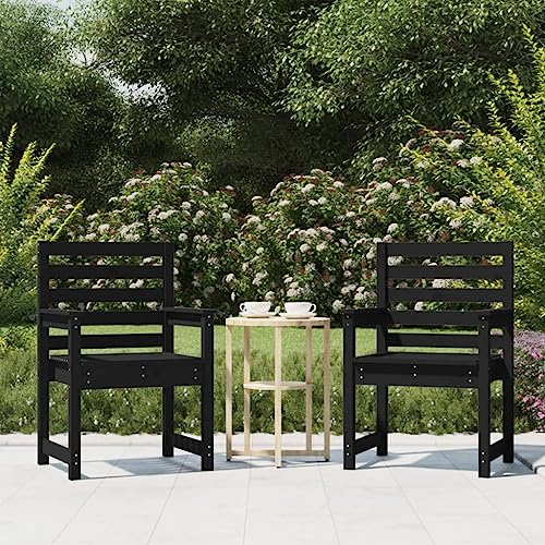 DCRAF Furniture Home Tools Gartenstühle 2 Stück schwarz 60x48x91cm Massivholz Kiefer von DCRAF
