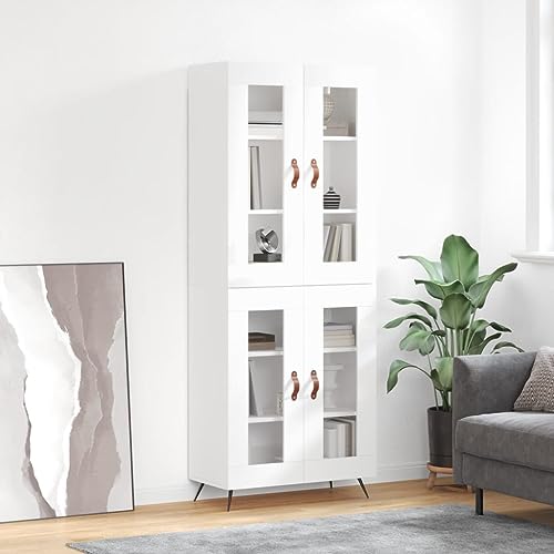 DCRAF Furniture Home Tools Highboard Hochglanz Weiß 69,5x34x180cm Holzwerkstoff von DCRAF