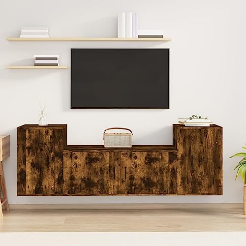 DCRAF Furniture Home Tools TV-Schrank-Set, 3-teilig, geräucherte Eiche, Holzwerkstoff von DCRAF