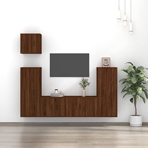 DCRAF Furniture Home Tools TV-Schrank-Set, 5-teilig, Braun Eiche, Holzwerkstoff von DCRAF