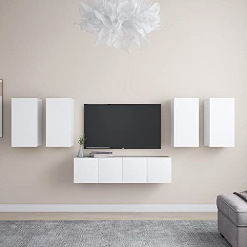 DCRAF Furniture Home Tools TV-Schrank-Set, 6-teilig, Holz, Weiß von DCRAF