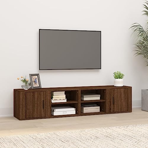 DCRAF Möbel Home Tools TV-Schränke, 2 Stück, Braun Eiche, 80 x 31,5 x 36 cm, Holzwerkstoff von DCRAF