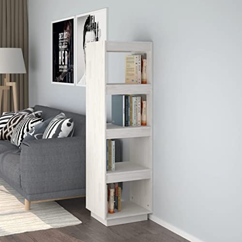 DCRAF Möbel Wohnwerkzeuge Bücherschrank Raumteiler Weiß 40x35x135cm Kiefer massiv von DCRAF