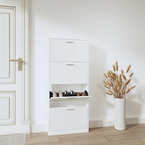 DCRAF Möbelset Schuhschrank weiß 59x17x150 cm Holzwerkstoff von DCRAF