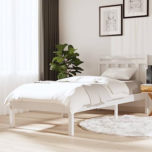 DCRAF Nice Beds & Accessories Betten & Bettrahmen Bettgestell Weiß Massivholz Kiefer 90x200 cm von DCRAF
