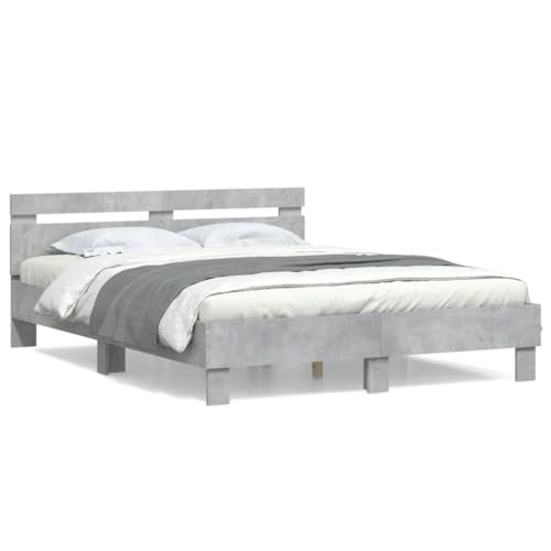 DCRAF Nice Beds & Accessories Betten & Bettrahmen Bettgestell mit Kopfteil Beton Grau 140x190 cm Holzwerkstoff von DCRAF