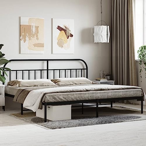 DCRAF Nice Beds & Accessories Betten & Bettrahmen - Metallbettrahmen mit Kopfteil Schwarz 200x200 cm von DCRAF
