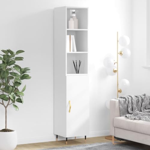 DCRAF Nice Cabinets & Storage Buffets & Sideboards-Highboard White 34.5x34x180cm Engineered Wood von DCRAF