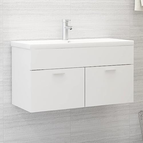 DCRAF Nice Nice Sets Badezimmer-Waschbeckenunterschrank, weiß, 90 x 38,5 x 46 cm, Holzwerkstoff von DCRAF