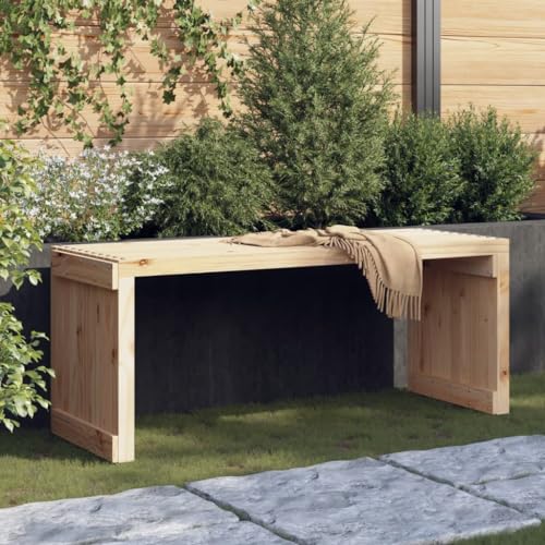 DCRAF Outdoor Sitzbank Gartenbank ausziehbar 212,5x40,5x45cm Massivholz Kiefer Möbel von DCRAF