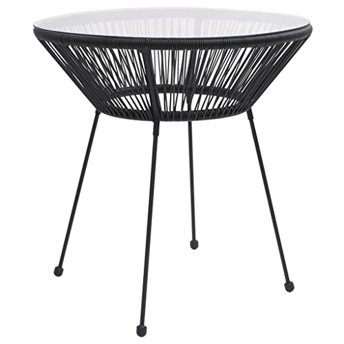 Gartenmöbel-Set Esstisch schwarz Ø70x74cm Rattan und Glas von DCRAF