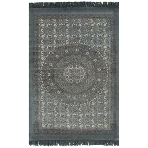 Home & Garden Decor Rugs-Kilim Teppich Baumwolle 120x180cm mit Muster Grau von DCRAF