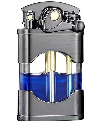 DCSCRFE Vintage Transparent Kerosin Winddicht Nachfüllbar Mechanisches Feuerzeug Cool Nachfüllbar Winddicht mit klarem (Schwarz) von DCSCRFE