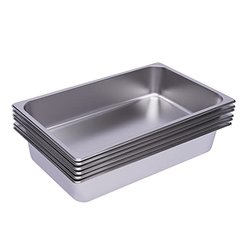 DCSYOG Gastronormbehälter Edelstahl 6 Stück, GN 1/1 100 mm tief Essens Behälter kommerzieller Warmhaltebehälter für Speisen Torten Aufläufe Hotelpfanne Tisch Food Pan von DCSYOG