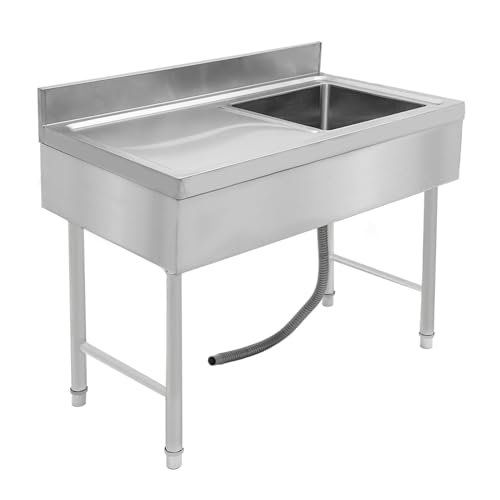 Edelstahl Spültisch, 100 x 50 x 80cm Freistehende Spüle Waschbecken, Quadratisch Küchenspüle, Werkstattspüle, leicht zu reinigen, Outdoor SpüLe mit Handbecken von DCSYOG