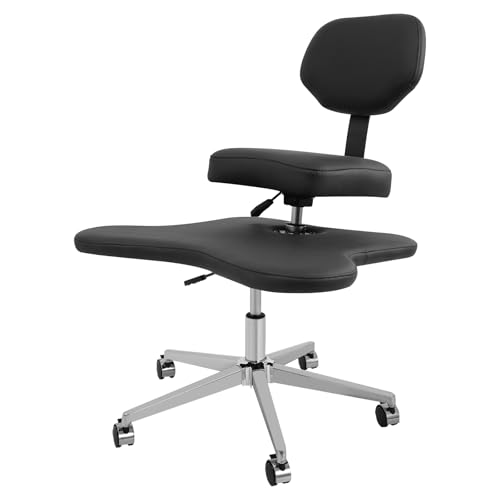 Meditationsstuhl für Büro und Zuhause, Flexibler Schreibtischstuhl, Kreuzbeinstuhl mit Lendenwirbelstütze und verstellbarem Hocker, ergonomisches Design für mehrere Sitzpositionen (Schwarz) von DCSYOG