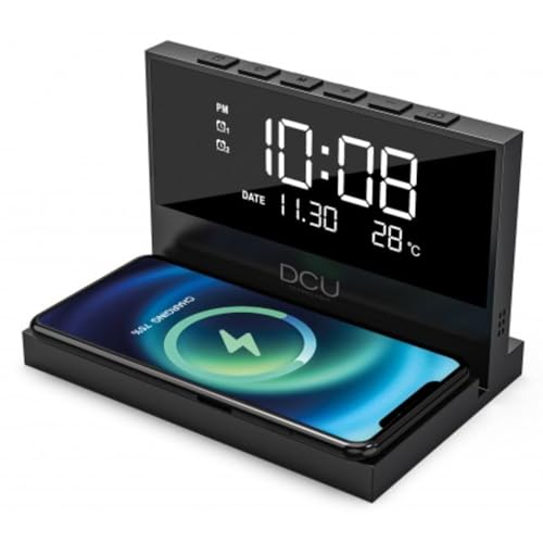 DCU TECNOLOGIC - Bürowecker – schnelles kabelloses Laden – Nachtlicht verstellbar – 2 personalisierbare Alarme von DCU TECNOLOGIC