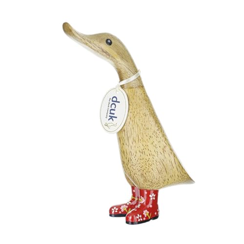 DCUK Rote Blumen-Gummistiefel, Holz, Enten-Ornament DCUK Rote Blumen-Gummistiefel, Holz, Enten-Ornament von DCUK