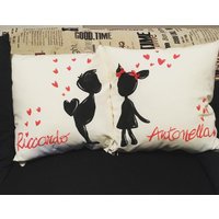 Paar Bemalte Kissenbezüge von DCdecorBoutique