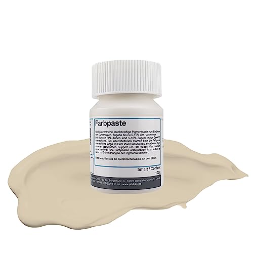 DD Composite Farbpaste 100g hellelfenbein RAL 1015 Pigment hochkonzentriert für Kunstharze Epoxidharz Resin Polyesterharz Gießharz farbintensiv deckend von DD Composite