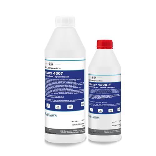 DD Composite Epoxidharz 4307 mit Härter 1208-F Laminierharz für Beschichtungen Reparaturen Formenbau hervorragende Haftung auf vielen Untergründen, Epoxidharz Menge:0.75kg von DD Composite