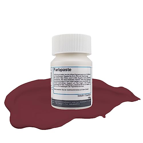 DD Composite Farbpaste 100g weinrot RAL 3005 Pigment hochkonzentriert für Kunstharze Epoxidharz Resin Polyesterharz Gießharz farbintensiv deckend von DD Composite