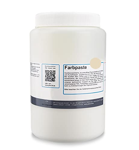 DD Composite Farbpaste 1kg hellelfenbein RAL 1015 Pigment hochkonzentriert für Kunstharze Epoxidharz Resin Polyesterharz Gießharz farbintensiv deckend von DD Composite