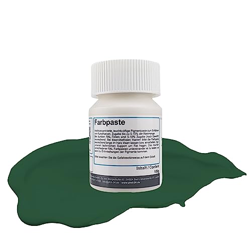 DD Composite Farbpaste RAL-Töne Pigment hochpigmentiert für Kunstharz Epoxidharz Resin kräftig deckend, Farbe:RAL 6005 moosgrün, Gewicht:100g von DD Composite