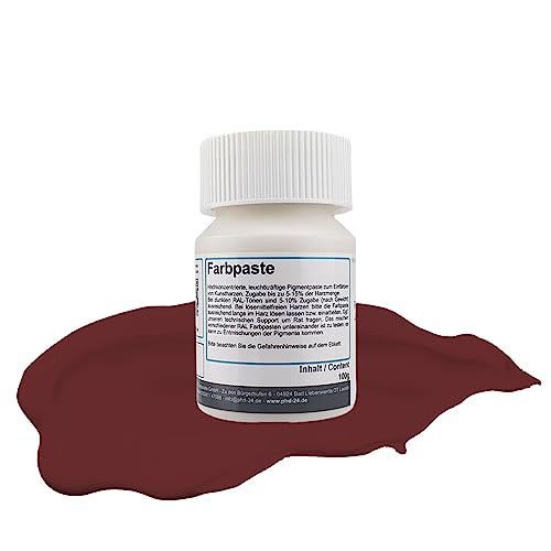 DD Composite Farbpaste RAL-Töne Pigment hochpigmentiert für Kunstharz Epoxidharz Resin kräftig deckend, Farbe:RAL 8012 rotbraun, Gewicht:100g von DD Composite