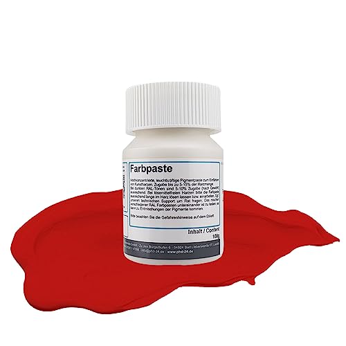 DD Composite Farbpaste RAL-Töne Pigment hochpigmentiert für Kunstharz Epoxidharz Resin kräftig deckend, Farbe:RAL 3000 feuerrot, Gewicht:100g von DD Composite