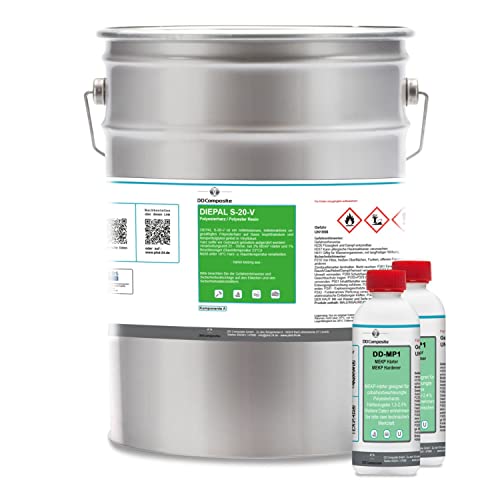 DD Composite Polyesterharz DIEPAL S-20-V 10kg plus 200g MEKPHärter styrolfreies Laminierharz Reparaturharz für Formenbau Poolbau Fahrzeugbau Modellbau von DD Composite