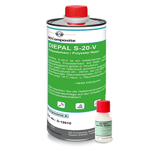DD Composite Polyesterharz DIEPAL S-20-V 1kg plus 20g MEKP-Härter styrolfreies Laminierharz Reparaturharz für Formenbau Poolbau Fahrzeugbau Modellbau DD Composite Polyesterharz DIEPAL S-20-V 1kg plus 20g MEKP-Härter styrolfreies Laminierharz Reparaturharz für Formenbau Poolbau Fahrzeugbau Modellbau von DD Composite