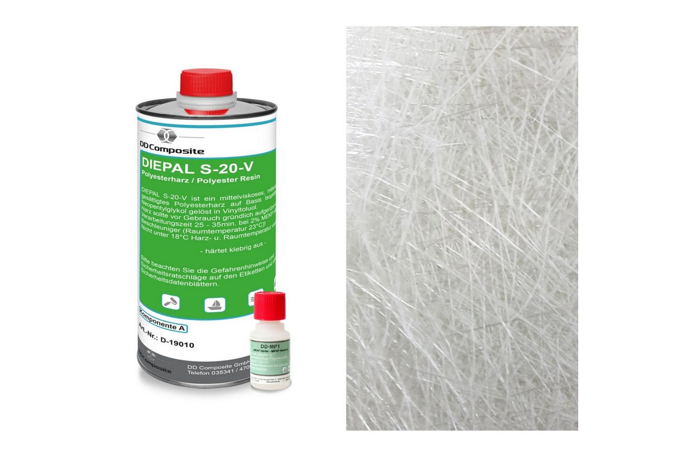 DD Composite Reparatur-Set 1kg GFK Polyesterharz + 1m² Glasfasermatte 300g/m² von DD Composite