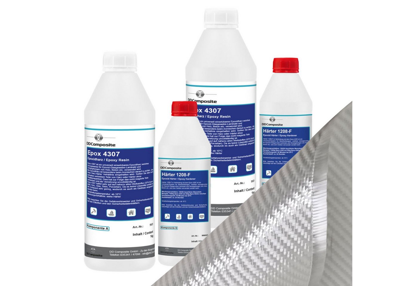 DD Composite Reparatur-Set 3kg GFK Epox + 4m² Glasfilamentgewebe 390g/m² Köper von DD Composite