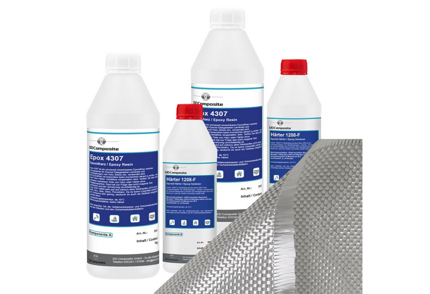 DD Composite Reparatur-Set 3kg GFK Epox + 4m² Glasfilamentgewebe 390g/m² Leinwand DD Composite Reparatur-Set 3kg GFK Epox + 4m² Glasfilamentgewebe 390g/m² Leinwand von DD Composite