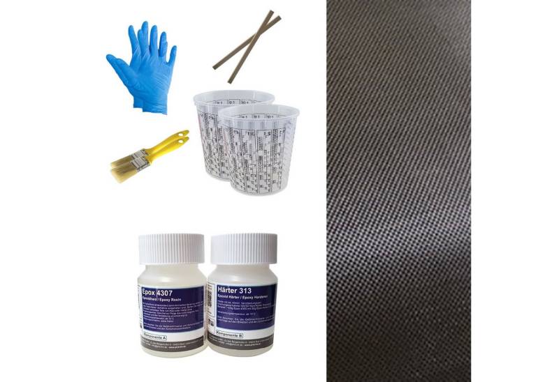 DD Composite Reparatur-Set Carbon Komplett-Set 0,25m² Leinwand, Carbongewebe mit Epoxidharz von DD Composite