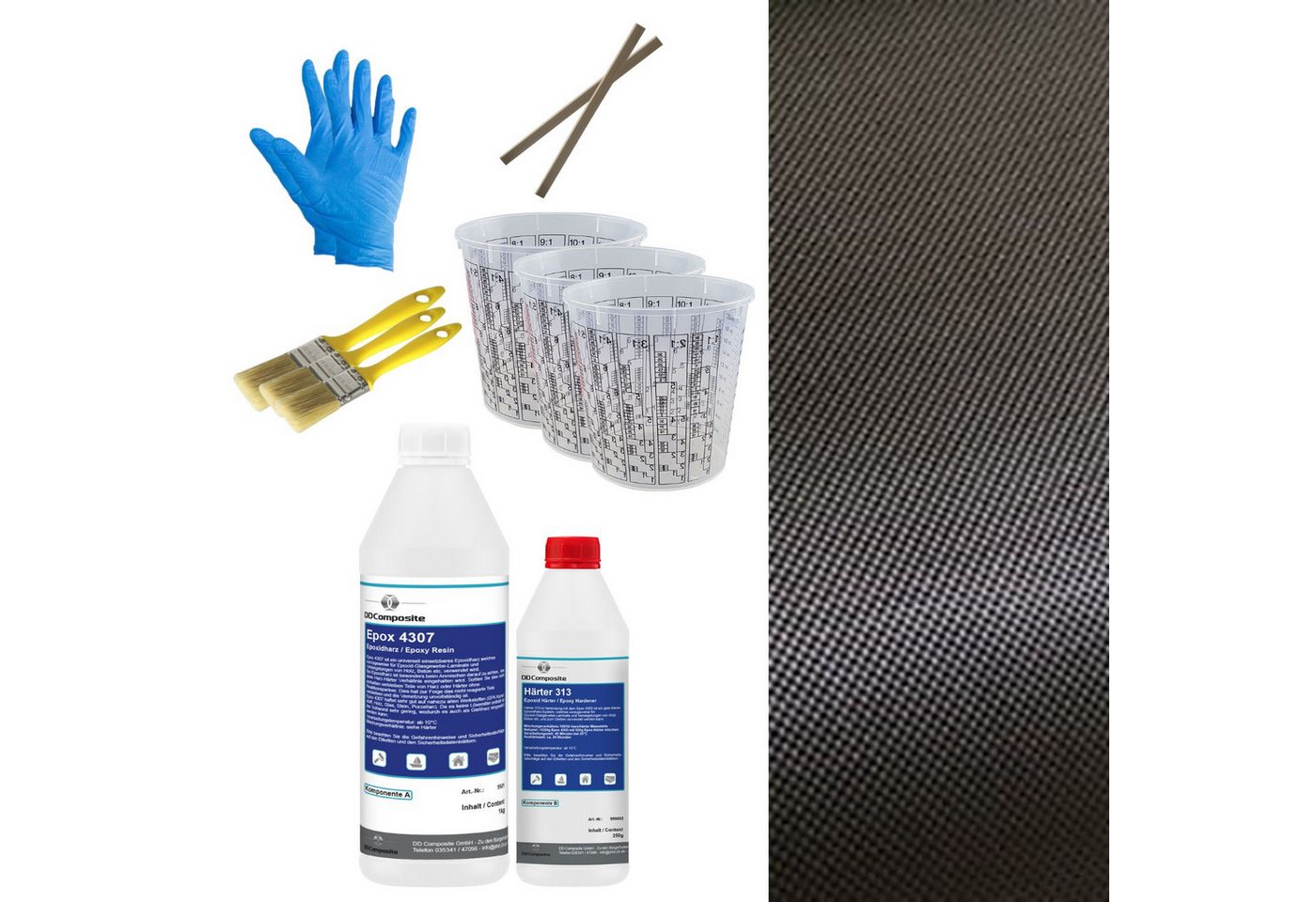 DD Composite Reparatur-Set Carbon Komplett-Set 2m² Leinwand, Carbongewebe mit Epoxidharz DD Composite Reparatur-Set Carbon Komplett-Set 2m² Leinwand, Carbongewebe mit Epoxidharz von DD Composite
