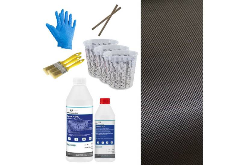 DD Composite Reparatur-Set Carbon Komplett-Set 2m² Leinwand, Carbongewebe mit Epoxidharz von DD Composite