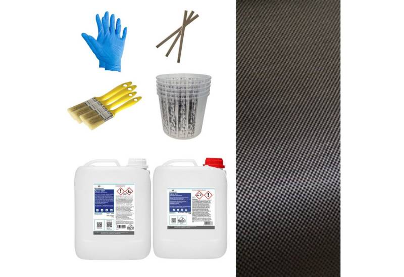 DD Composite Reparatur-Set Carbon Komplett-Set 5,0m² Leinwand, Carbongewebe mit Epoxidharz von DD Composite