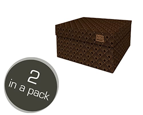 Dutch Design Brand Aufbewahrungsbox Small mit Deckel – 2 Aufbewahrungsboxen – FSC-zertifizierter, recycelbarer Karton (Größe: 27,8 x 20,6 x 14 cm) (Art Deco Night Sky) von DDB