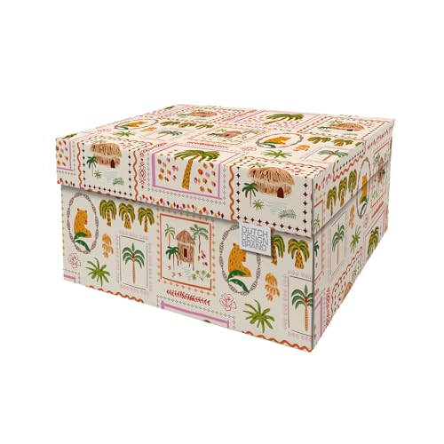 Dutch Design Brand Dekorative Aufbewahrungsboxen mit Deckel – Größe: 38,9 x 31,8 x 21,1 cm – FSC zertifizierter recycelbarer Karton (Druck: Reisender) von DDB