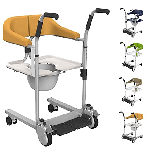 Patientenstuhl Lift Transfer Rollstuhl, Multifunktion Medical Toilettenstuhl,Faltbare Mobile Toilette für Erwachsene,Behinderte,Senioren mit Handicap Multifunktions-Rollstuhl,BasicEdition-Yellow von DDCHH