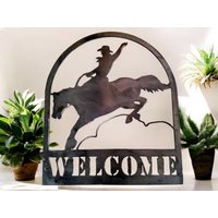 Willkommensschild Cowboy Pferd Rodeo von DDCMETALWORKS
