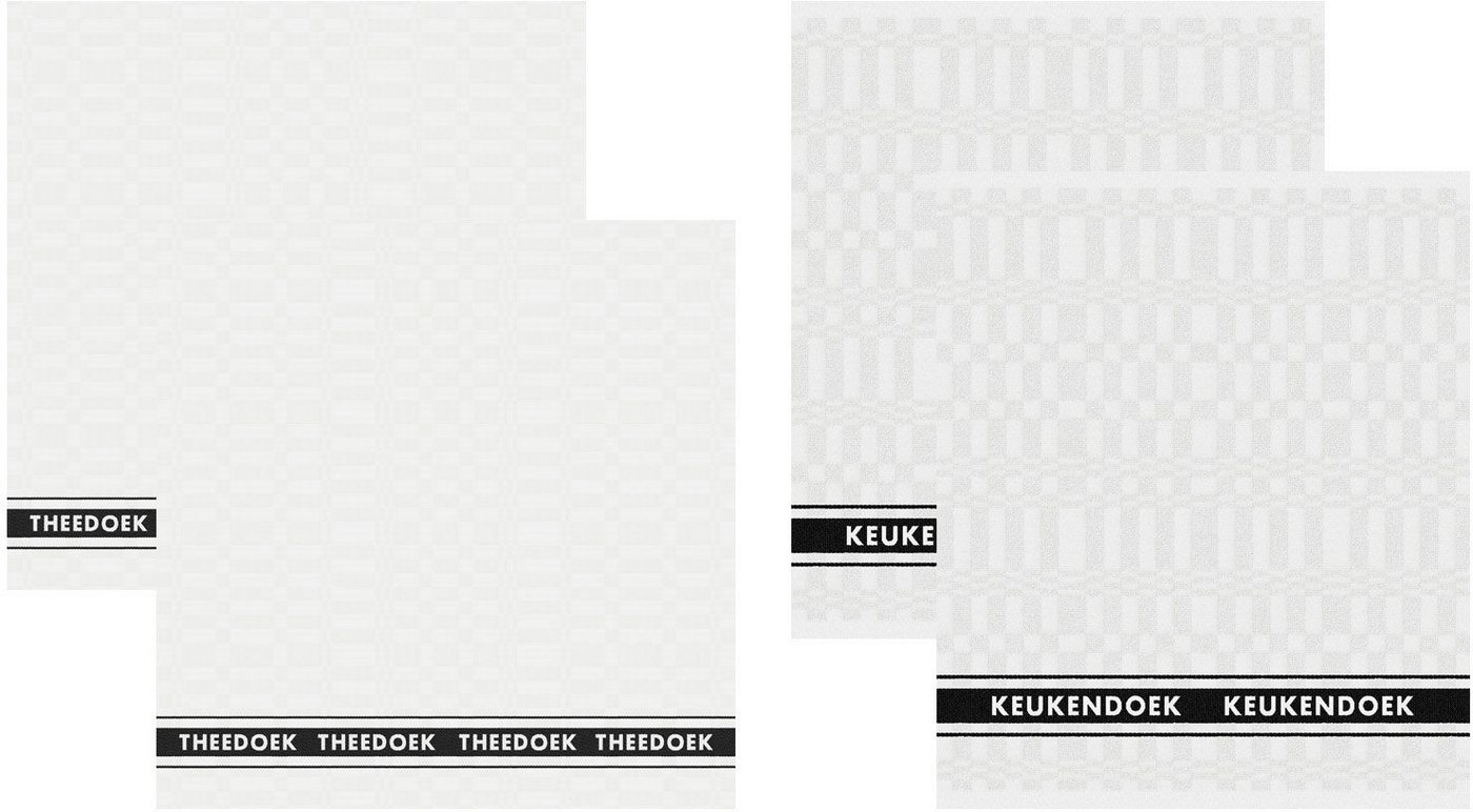 DDDDD Geschirrtuch Pelle, aus reiner Baumwolle, (Set, 4-tlg., Combi-Set: bestehend aus 2x Küchentuch + 2x Geschirrtuch), Maße ca. 50x55 cm / 60x65 cm von DDDDD