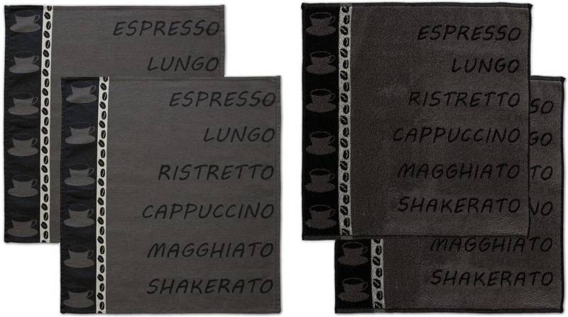 DDDDD Geschirrtuch Ristretto, (Set, 4-tlg), Combiset: 2 Küchentücher & 2 Geschirrtücher von DDDDD