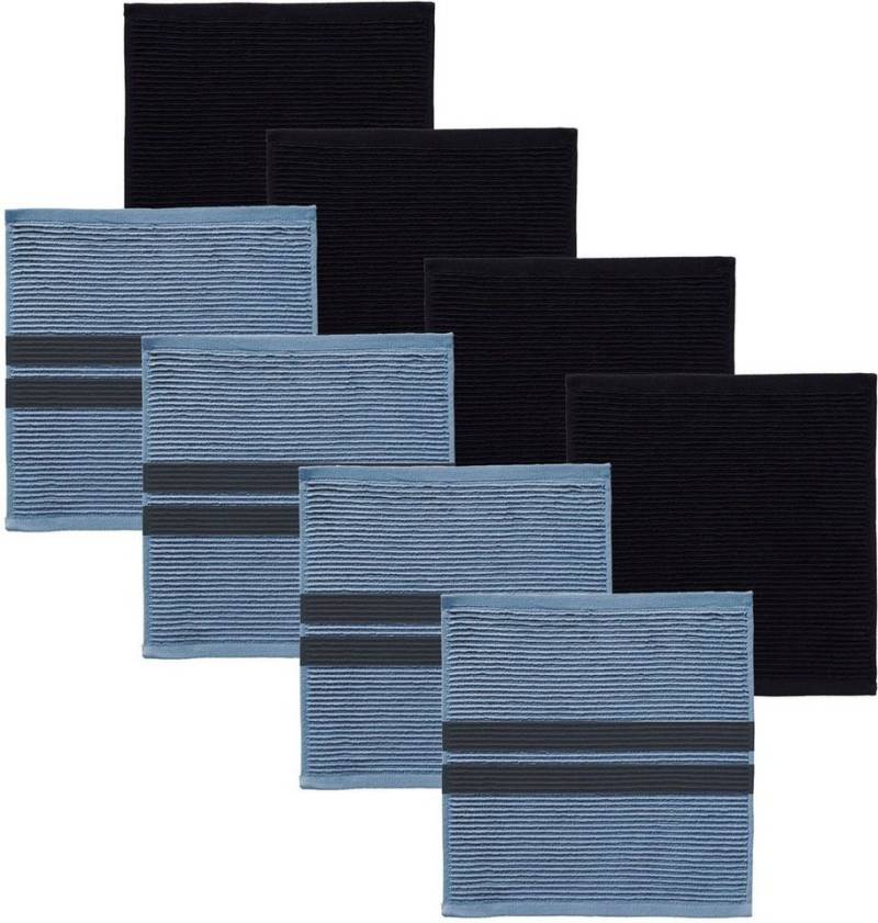 DDDDD Spültuch Kombi-Set Basic & Baxter, 30x30 cm, aus 100% Baumwolle, (Set, 8-tlg., bestehend aus 4x Spültuch Basic & 4x Spültuch Baxter), optimale Saugfähigkeit, mit praktischer Aufhängeschlaufe von DDDDD