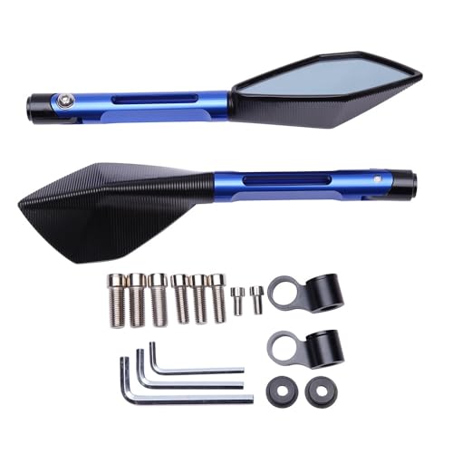 8MM 10MM Universal Rückspiegel Reflektor Einstellbare Drehbare Lenker Seite Spiegel Fahrrad Zubehör Motorrad Spiegel Kompatible Teile(Blau) von DDGBERFP
